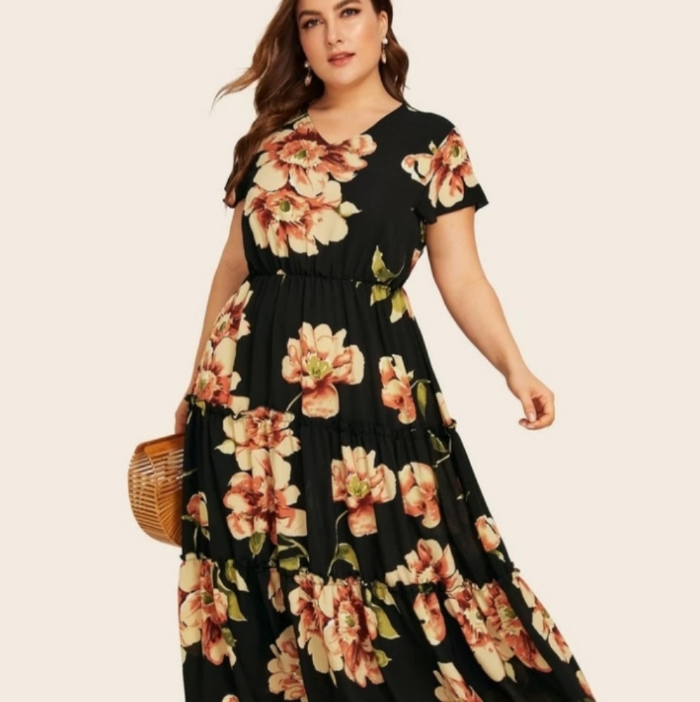 Black floral maxi dress